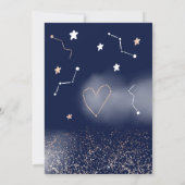 ネイビーバラ金ゴールドグリッターの月のベビーシャワー 招待状 (裏面)