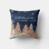 ネイビーバラ金ゴールドグリッターウィンターフォレストファミリー名 クッション (裏面)
