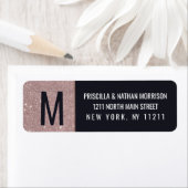 ネイビーバラ金ゴールドグリッターカラーブロックアドレス ラベル (インサイチュ)