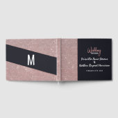 ネイビーバラ金ゴールドグリッターカラーブロック結婚ズ ゲストブック (全面)