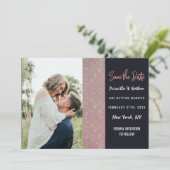 ネイビーバラ金ゴールドグリッター色ブロック日付の保存 セーブザデート (スタンド正面)