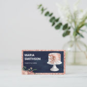 ネイビーバラ金ゴールドグリッター華美ピンクケーキベーカリー 名刺 (スタンド正面)