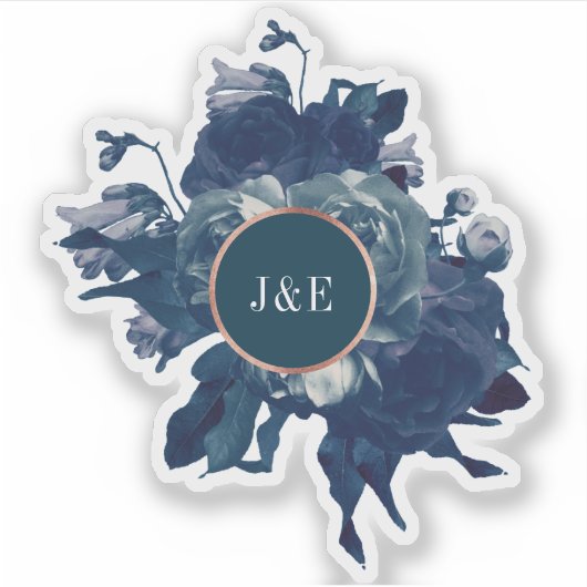 ネイビーバラ金ゴールドブーケ シール (正面)