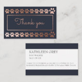 ネイビーバラ金ゴールドポープリントペットロイヤリティカード 名刺 (正面/裏面)