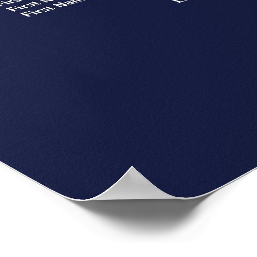 ネイビーバラ金ゴールド結婚フローラのテーブル座席表 ポスター (角)