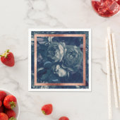 ネイビーバラ金ゴールド結婚ブーケのテーブルナプキン スタンダードカクテルナプキン (インサイチュ)