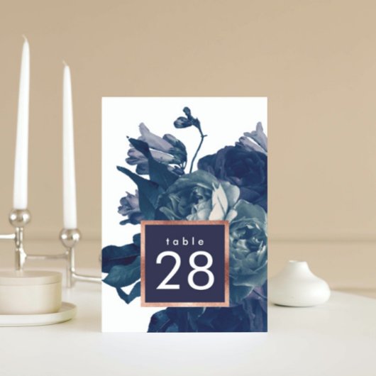 ネイビーバラ金ゴールド結婚ブーケのテーブル番号 テーブルナンバー