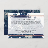 ネイビーバラ金ゴールド結婚ブーケ詳細カード 出欠カード (正面/裏面)