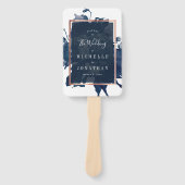 ネイビーバラ金ゴールド結婚ブーケ ハンドファン (正面)