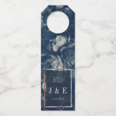 ネイビーバラ金ゴールド結婚ブーケ ボトルネックタグ (正面)