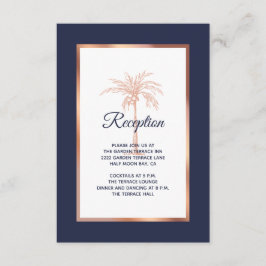 ネイビーバラ金ゴールド銅パームツリーウェディングレセプション エンクロージャーカード
