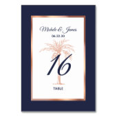 ネイビーバラ金ゴールド銅パームモダンツリ結婚ーズ テーブルナンバー (裏面)