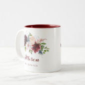 ネイビーバーガンディフローラブライドメイドギフト ツートーンマグカップ (正面左)
