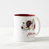 ネイビーバーガンディフローラブライドメイドギフト ツートーンマグカップ (正面右)