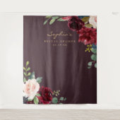 ネイビーバーガンディーの結婚式前祝い装飾用背景 タペストリー (正面)