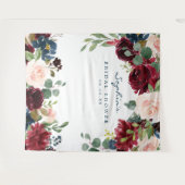 ネイビーバーガンディーの結婚式前祝い装飾用背景 タペストリー (正面(横))