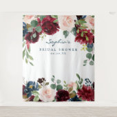 ネイビーバーガンディーの結婚式前祝い装飾用背景 タペストリー (正面)