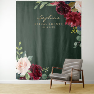 ネイビーバーガンディーの結婚式前祝い装飾用背景 タペストリー