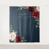 ネイビーバーガンディーの結婚式前祝い装飾用背景 タペストリー (正面)