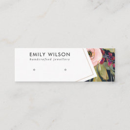 ネイビーバーガンディ赤面フローラスタッドイヤリングディスプレイ スキニー名刺