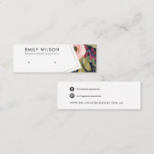 ネイビーバーガンディ赤面フローラスタッドイヤリングディスプレイ スキニー名刺 (正面/裏面)