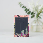 ネイビーバーガンディ赤面フローラヘアクリップ表示カード 名刺 (スタンド正面)