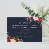 ネイビーバーガンディ フラワー 秋の結婚式 披露宴 カード (スタンド正面)