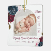 ネイビーバーグンディピンクフローラベビー誕生写真 セラミックオーナメント (左)