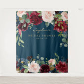 ネイビーバーグンディブライダルシャワーデコールバック タペストリー (正面)