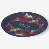 ネイビーバーグンディメルロ結婚フローラズディナー ペーパープレート (アングル)