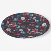 ネイビーバーグンディメルロ結婚フローラズディナー ペーパープレート (アングル)