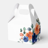 ネイビーバーンオレンジエレガントフローラ秋の結婚式 フェイバーボックス (裏面サイド)