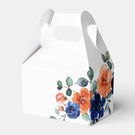 ネイビーバーンオレンジエレガントフローラ秋の結婚式 フェイバーボックス (裏面サイド)