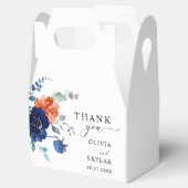 ネイビーバーンオレンジエレガントフローラ秋の結婚式 フェイバーボックス (オープン)