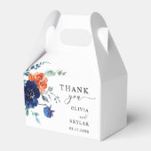 ネイビーバーンオレンジエレガントフローラ秋の結婚式 フェイバーボックス (正面サイド)