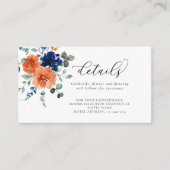 ネイビーバーンオレンジ秋フローラ結婚ズ詳細 エンクロージャーカード (正面)