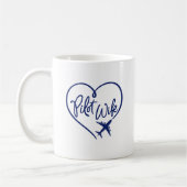 ネイビーパイロット妻ループハート飛行機 コーヒーマグカップ (左)