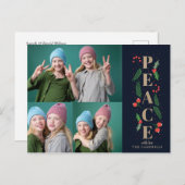 ネイビーパインホリーベリー金ゴールドピース複数写真 シーズンポストカード (正面/裏面)