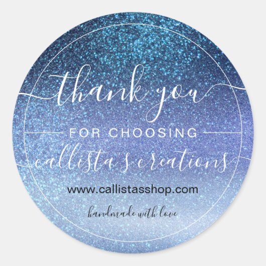ネイビーパステルブルートリプルグリッターグラデーションサンキュー ラウンドシール (正面)