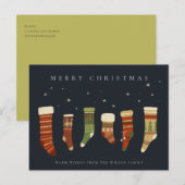 ネイビーパステルレッドグリーンスターチャーストマストッキング シーズンポストカード (正面/裏面)