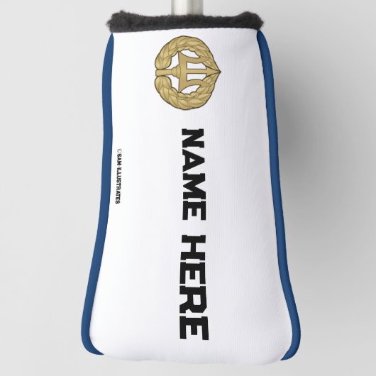 ネイビーパーソナライズされたをテーマにしたゴルフパターカバー ゴルフヘッドカバー (回転90)