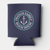 ネイビーパーソナライズされたアクアいかりロゴクーラーボックス 缶クーラー (正面)