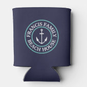 ネイビーパーソナライズされたアクアいかりロゴクーラーボックス 缶クーラー (裏面)