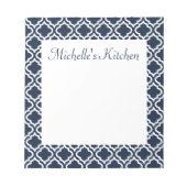 ネイビーパーソナライズされたキッチンメモ帳 ノートパッド (正面)