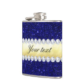 ネイビーパーソナライズされたシークイン、金ゴールド、ダイヤモンド フラスク (左)
