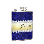ネイビーパーソナライズされたシークイン、金ゴールド、ダイヤモンド フラスク (右)