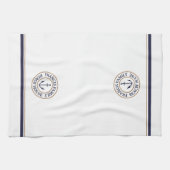 ネイビーパーソナライズされたタンいかりロゴキッチンタオル キッチンタオル (横)