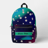 ネイビーパーソナライズされたバックトゥスクールズガールズキャンプ プリントバックパック (正面)
