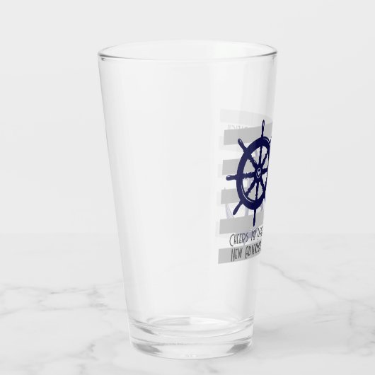 ネイビーパーソナライズされたブルーいかりボートホイール航海の タンブラーグラス (右)