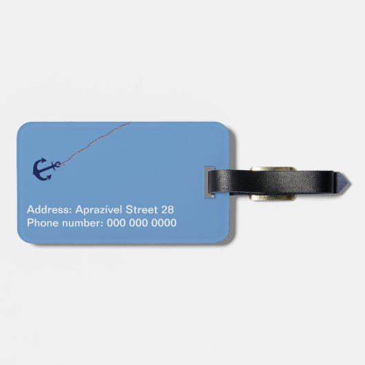 ネイビーパーソナライズされたブルーいかり ラゲッジタグ (裏面横)